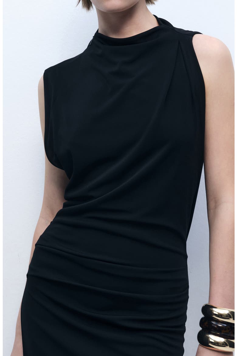 Asymmetric Column Dress, Alternate, color, BLACK