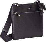 BOSS Large Zair Bonded Leather Messenger Bag