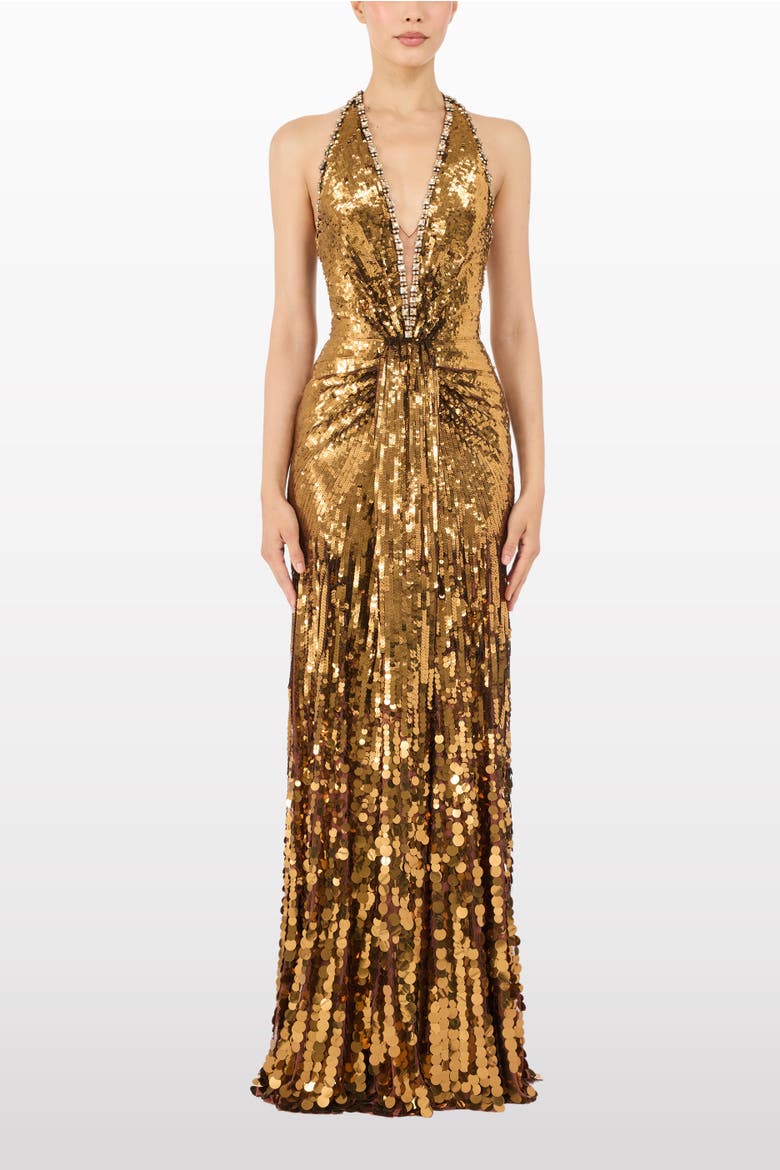 Lisette Sequin-Embellished Maxi Dress, Alternate, color, Bronze