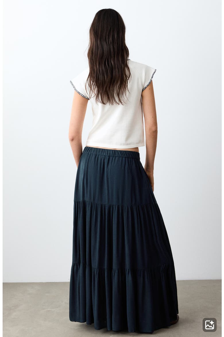 Tiered Maxi Skirt, Alternate, color, NAVY