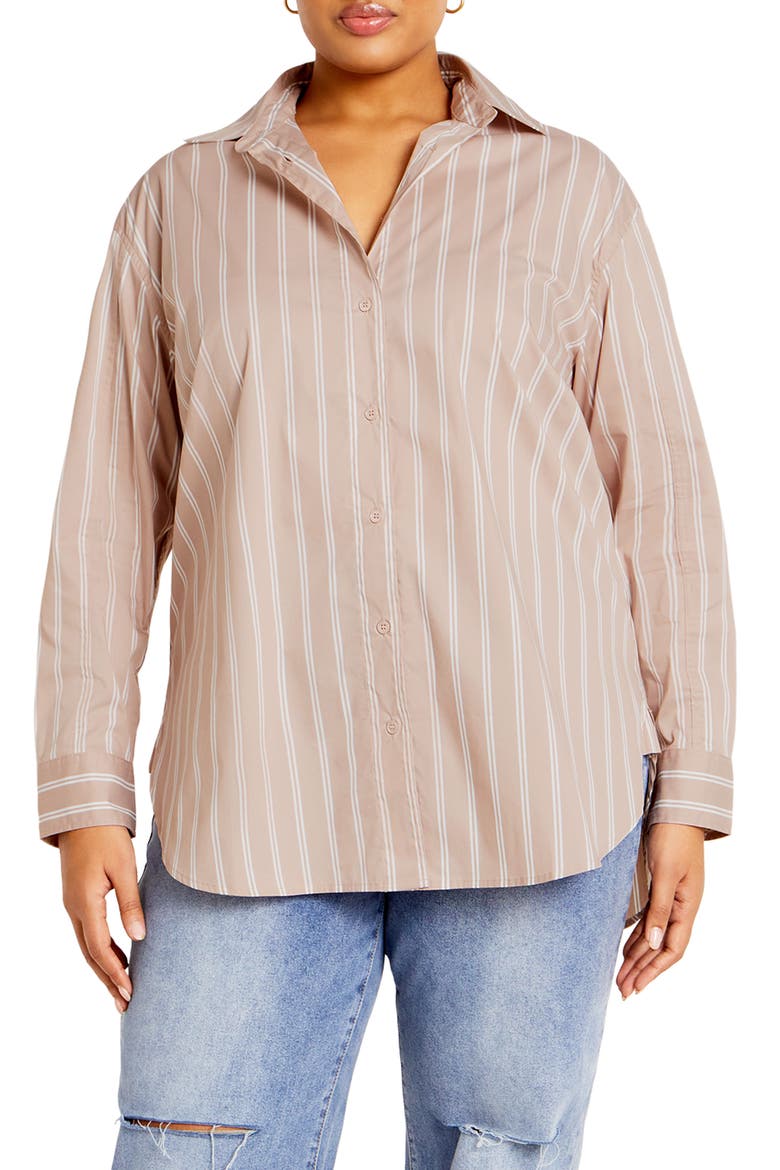 Celine Stripe Shirt, Main, color, TAUPE