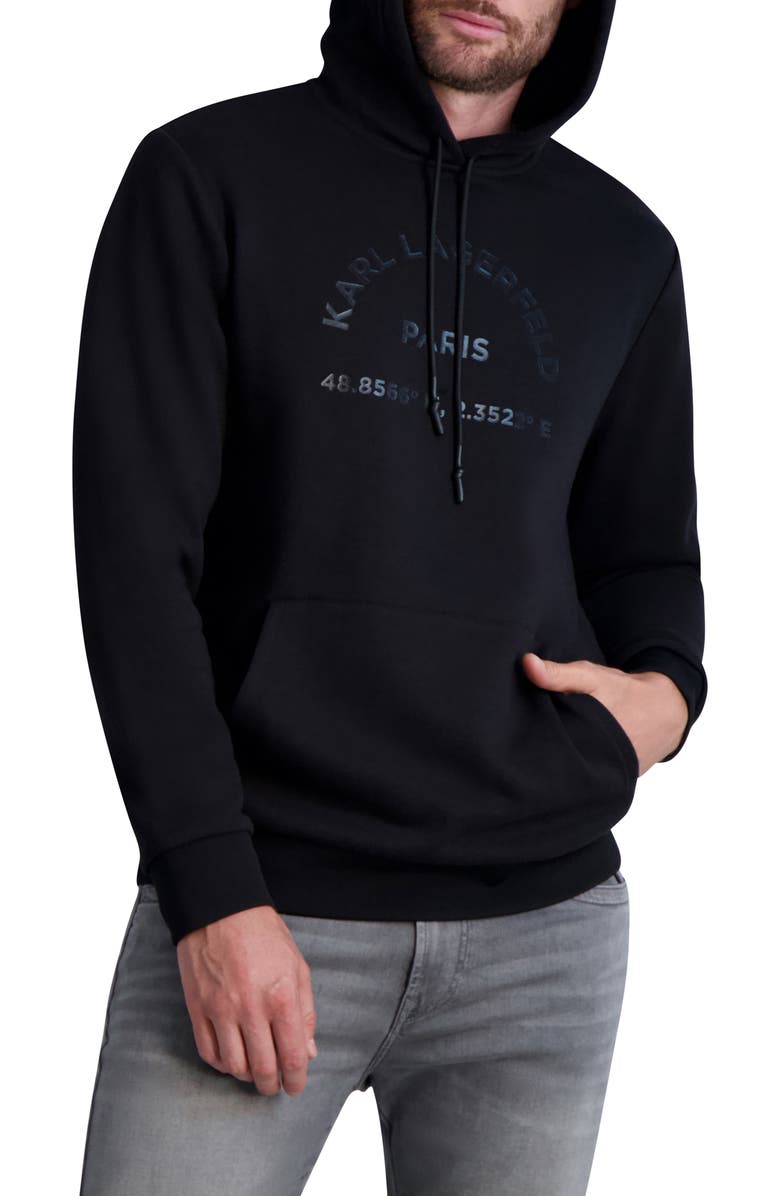 KARL LAGERFELD PARIS Latitude/Longitude Hoodie, Main, color, 
