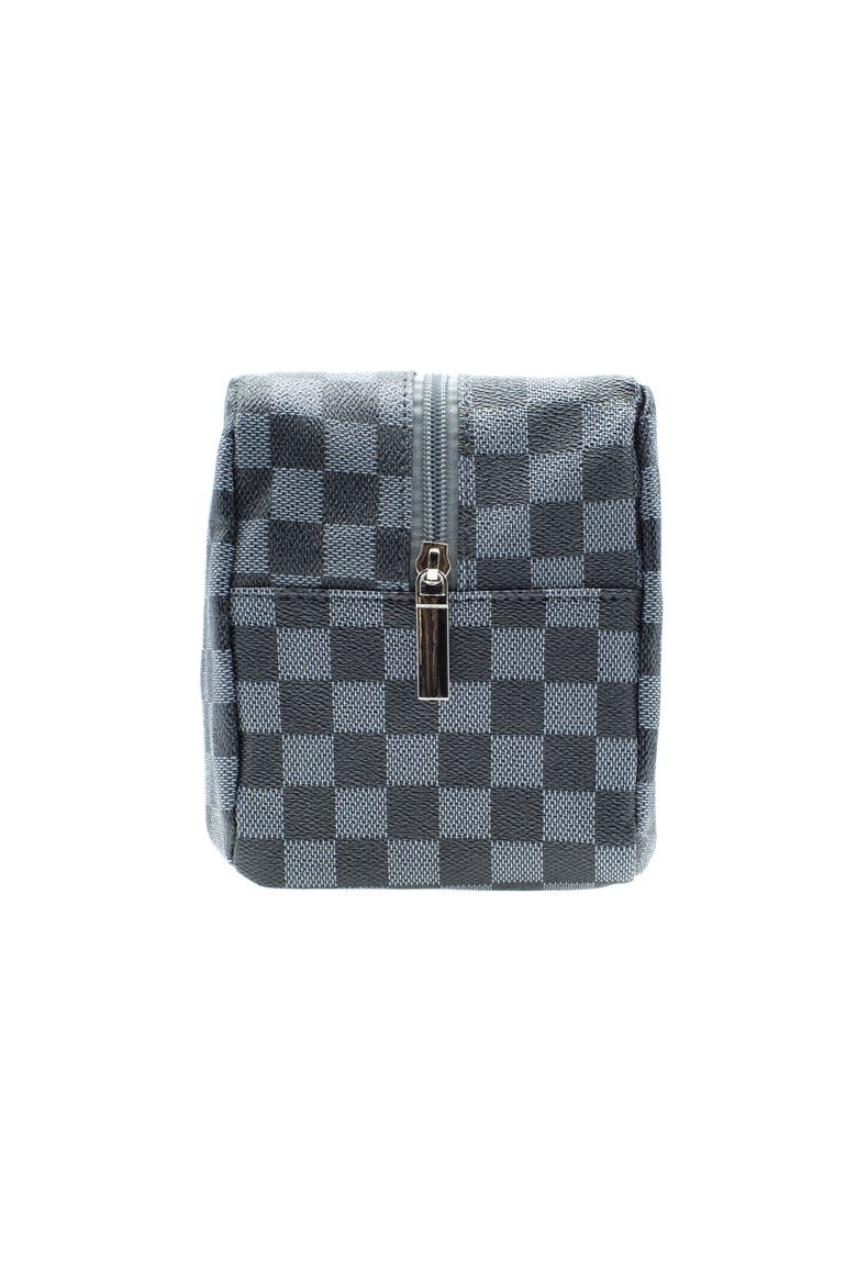 Checkered Toiletry Bag, Alternate, color, Black and Grey