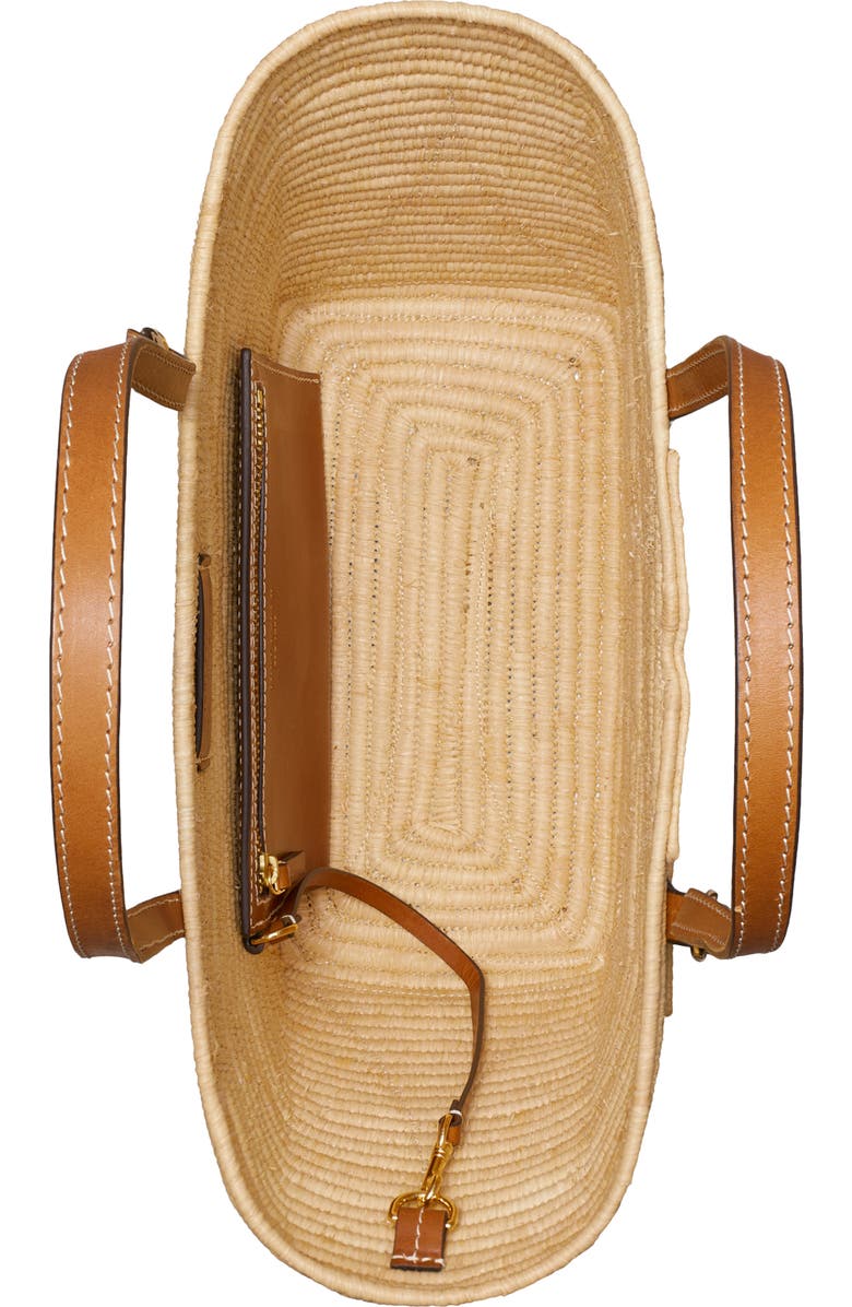 Tory Burch Ella Small Structure Straw Tote, Alternate, color, Natural