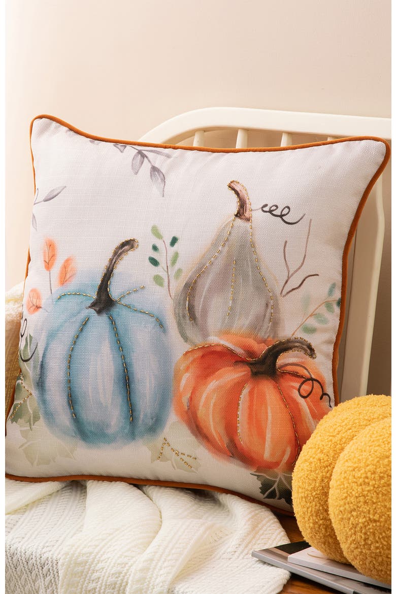 20x20 Faux Burlap Pumpkin Pillow Cover, Alternate, color, Orange