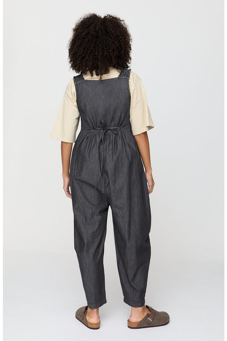 Organic Cotton Alice Denim Smocking Strap Jumpsuit, Alternate, color, Black
