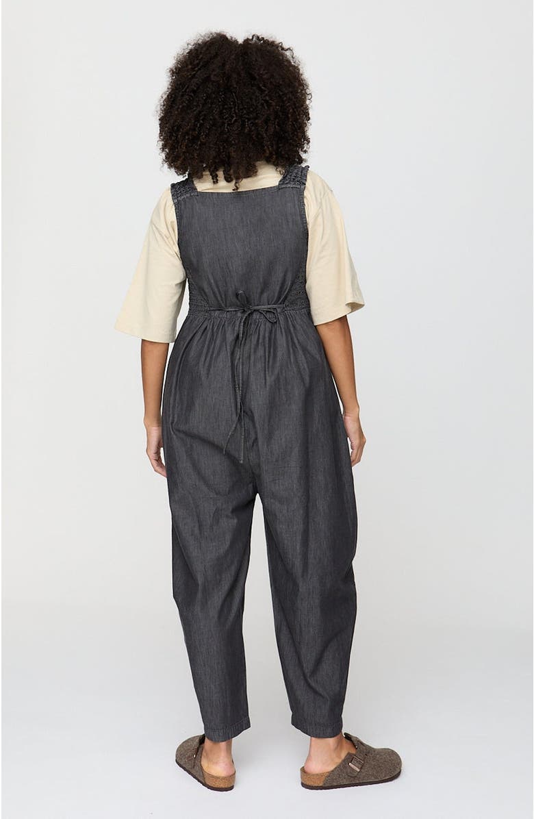Turtledove London Organic Cotton Alice Denim Smocking Strap Jumpsuit, Alternate, color, Black