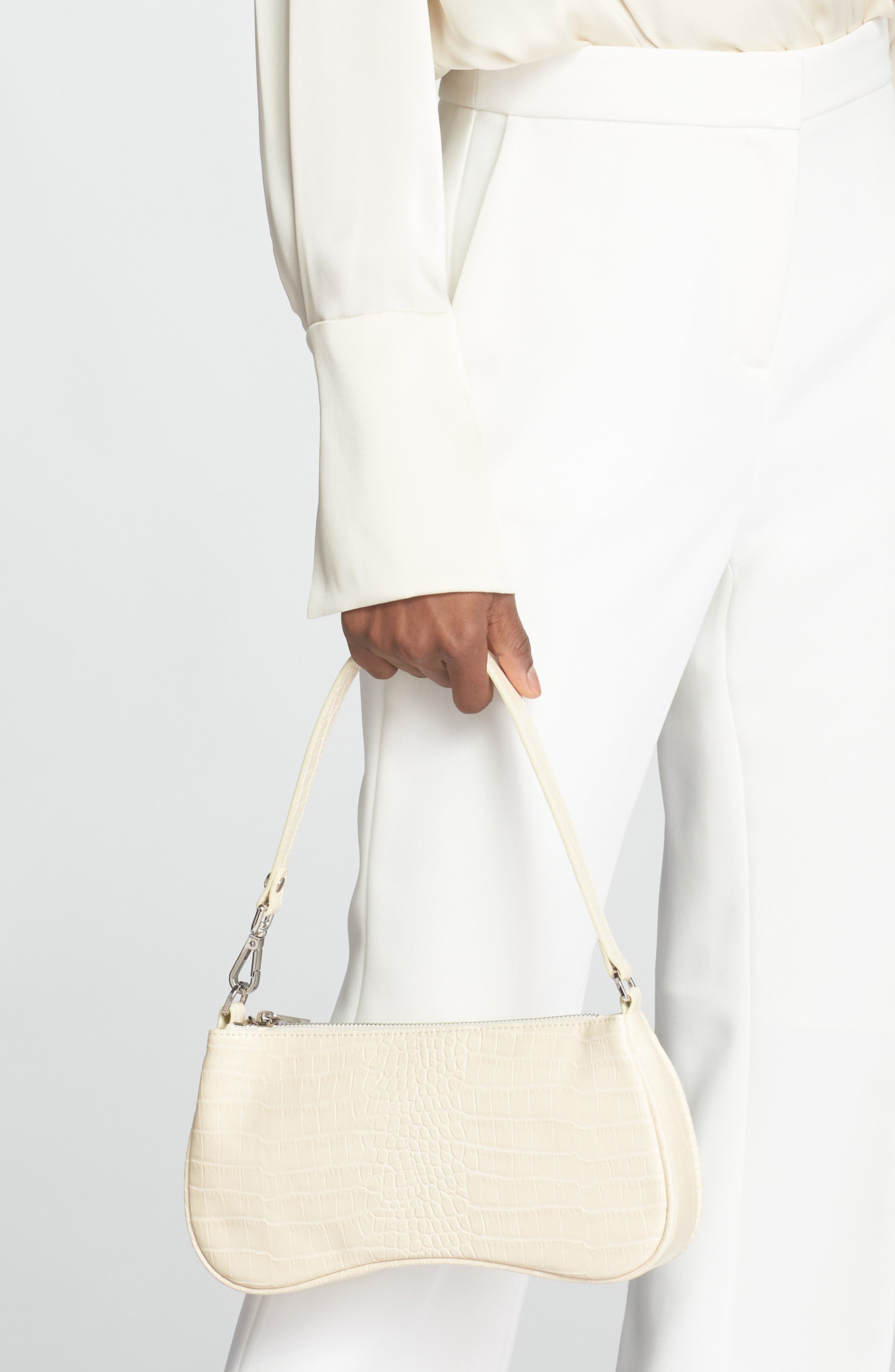 Eva Croc Embossed Faux Leather Convertible Shoulder Bag, Alternate, color, IVORY CROC