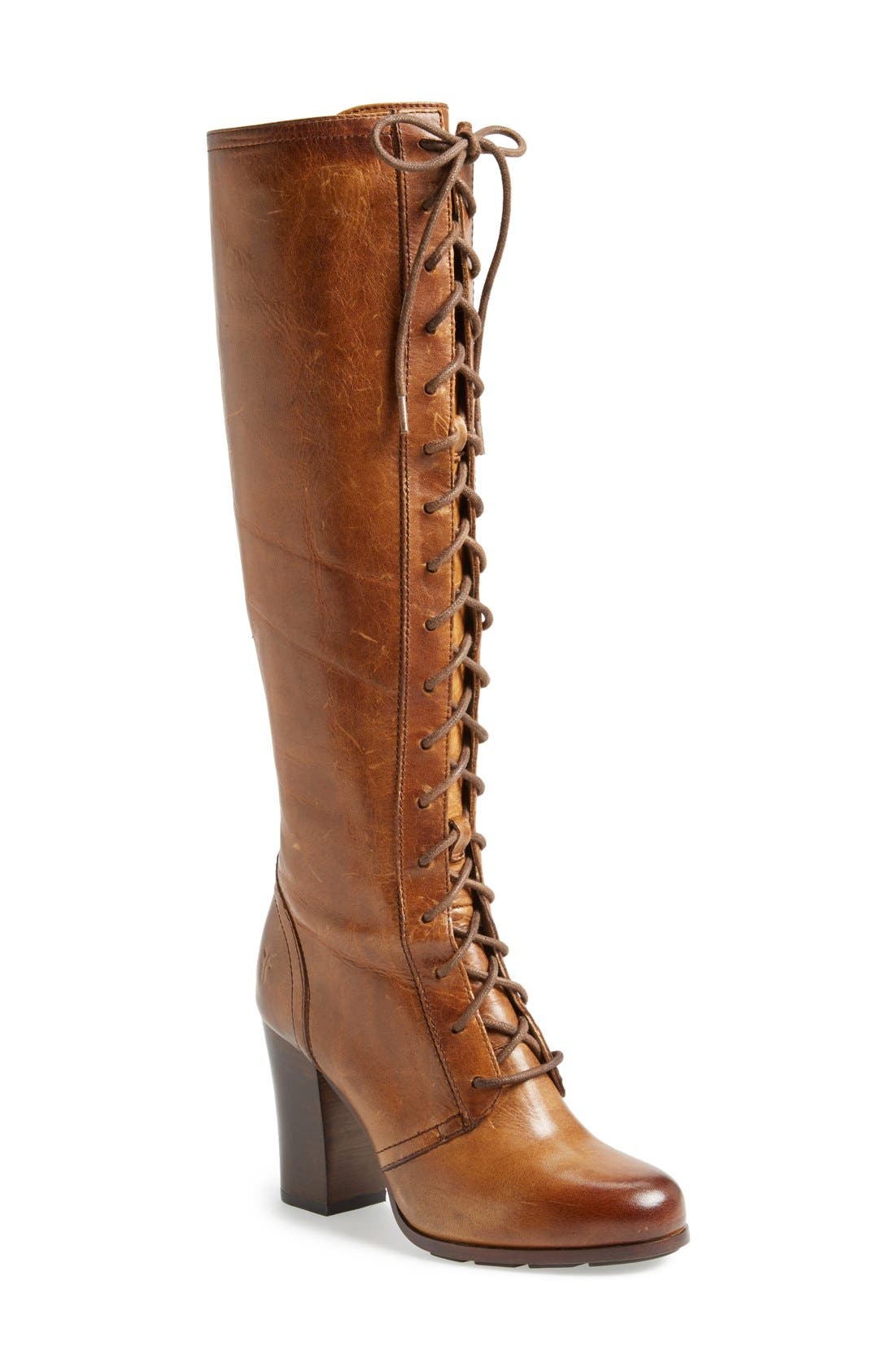 'Parker' Lace-Up Tall Boot, Main, color, TAN