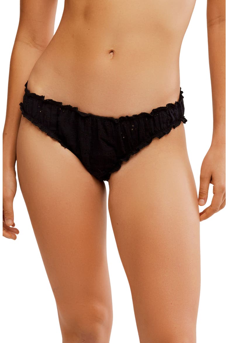 Intimately FP Home Grown Stretch Cotton Eyelet Panties, Main, color, BLACK