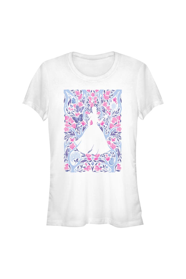 Junior's Wicked For Good Glinda Floral Purple and Pink Poster  Graphic T-Shirt, Main, color, White