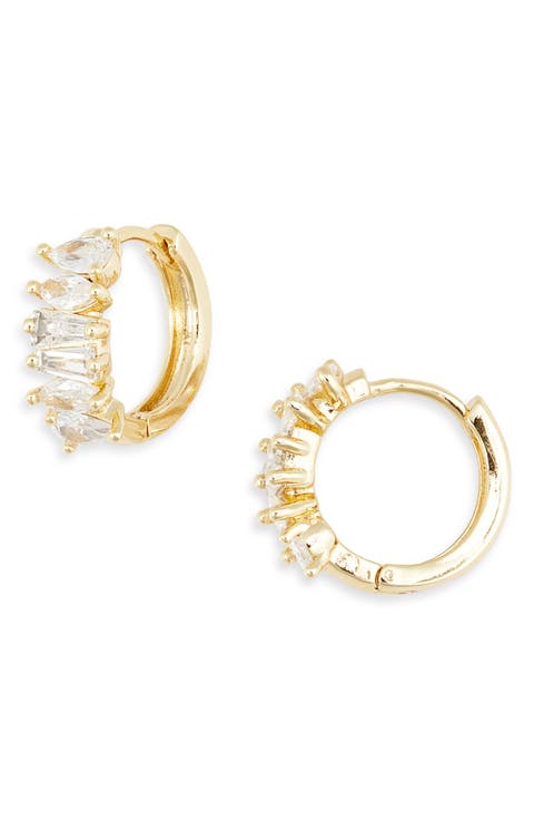 Serena Cubic Zirconia Huggie Hoop Earrings