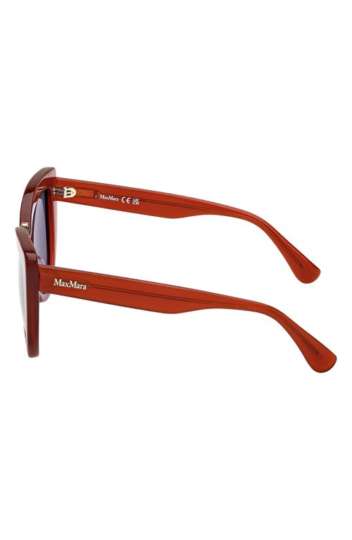 Max Mara Spark 55mm Polarized Cat Eye Sunglasses In Shiny Milky Red/blue Lenses