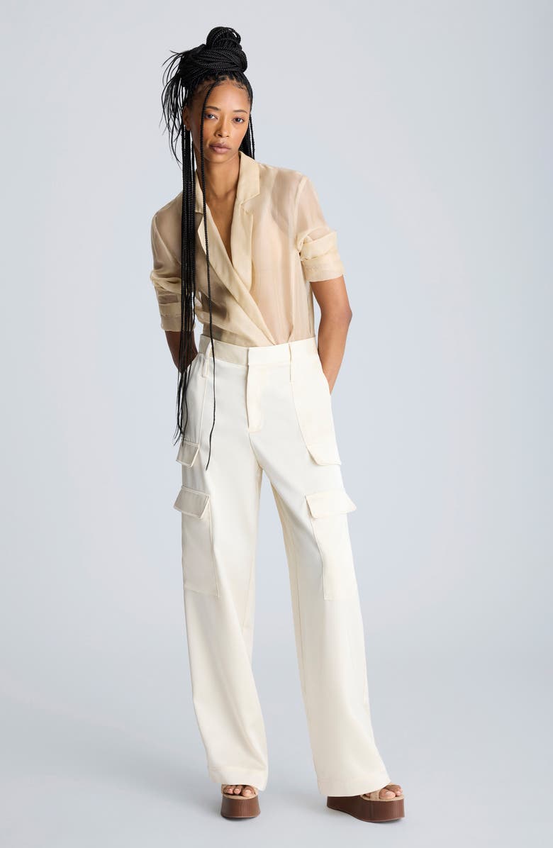 Kenneth Cole High Waist Double Face Satin Cargo Pants, Alternate, color,