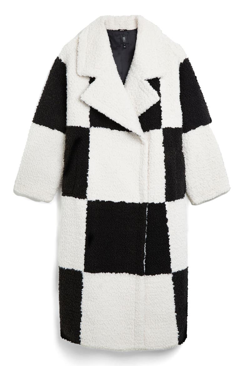 Colorblock Faux Shearling Coat, Alternate, color, CREAM
