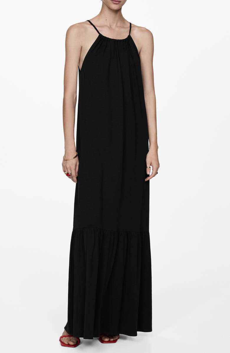 MANGO Tiered Ruffle Cotton Maxi Dress, Main, color,