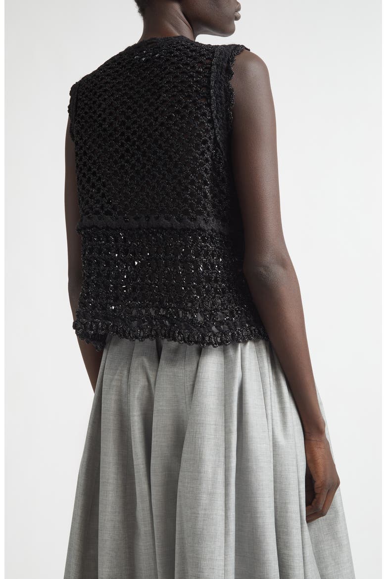 Crop Crochet Flower Mesh Tank, Alternate, color, BLACK