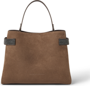 Brunello Cucinelli Suede Top-Handle Essence bag