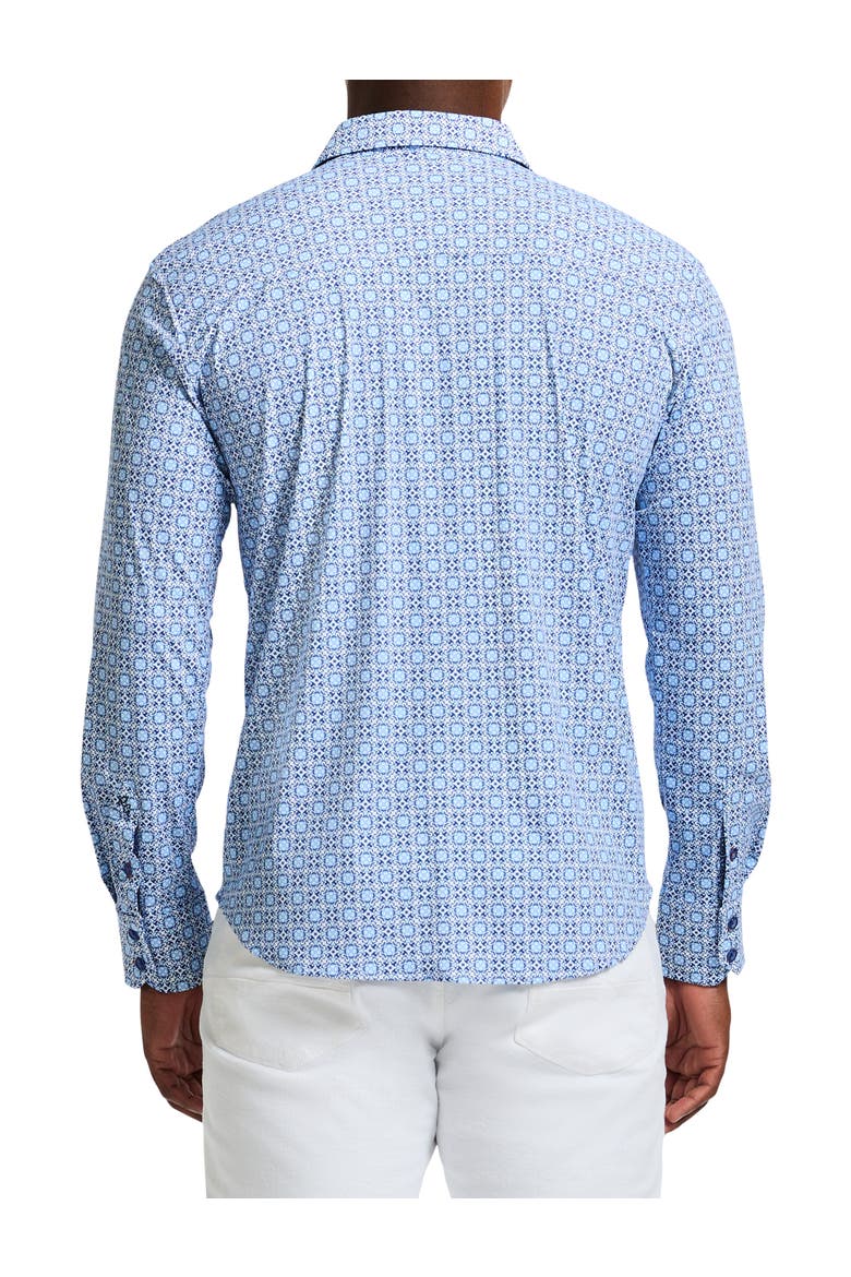 Big & Tall Caspian Geometric Stretch Sport Shirt, Alternate, color, BLUE