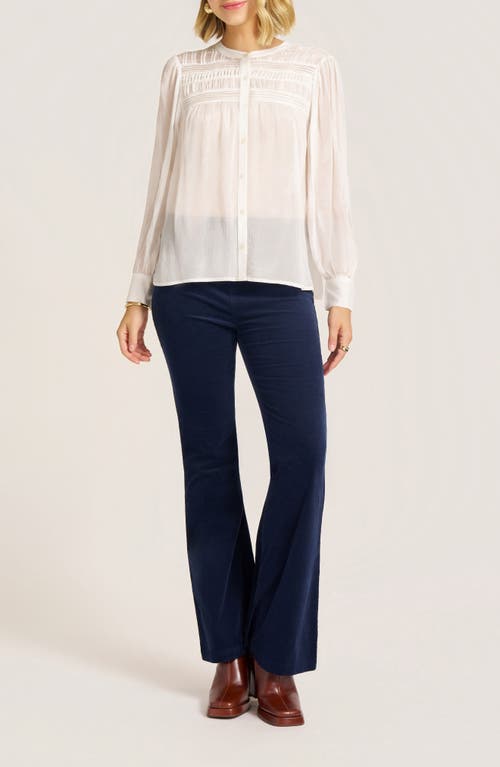Matty M . Andie Pleated Yoke Button-up Shirt In White