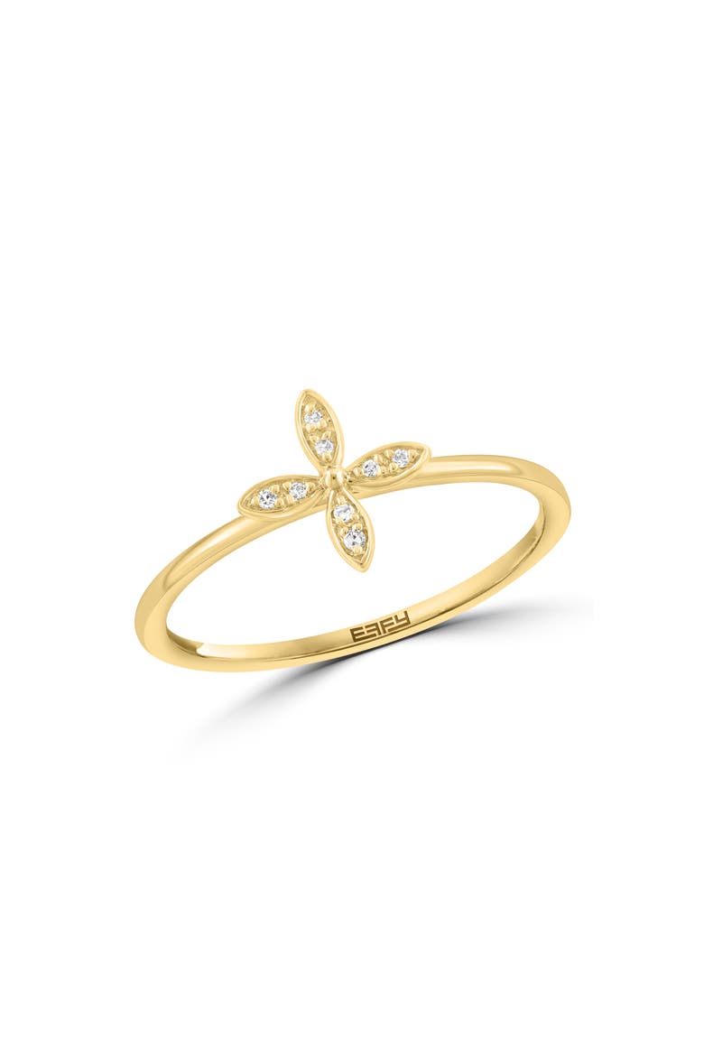 14K Yellow Gold Diamond Flower Ring, Main, color, GOLD