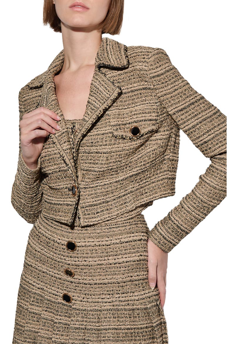 Metallic Tweed Crop Jacket, Main, color, GOLD/BLACK
