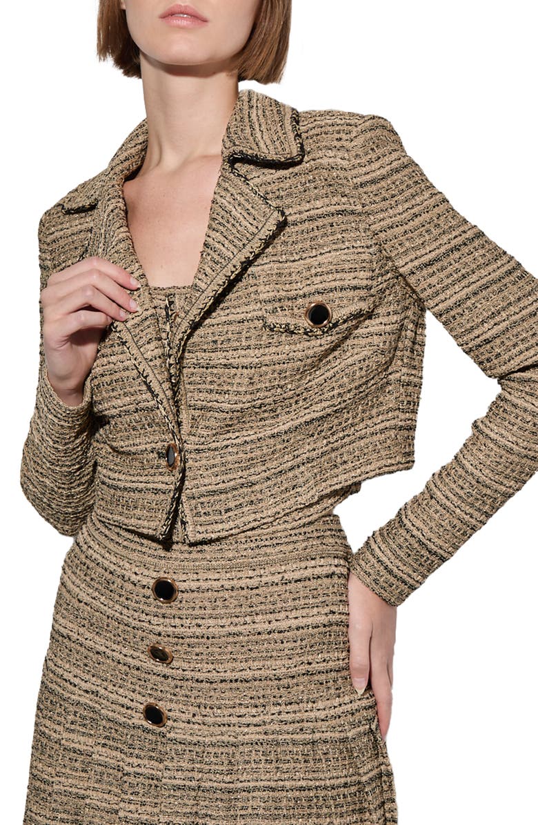 Ming Wang Metallic Tweed Crop Jacket, Main, color, 