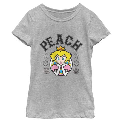 Girl's Nintendo Peach Varsity Badge  Graphic T-Shirt