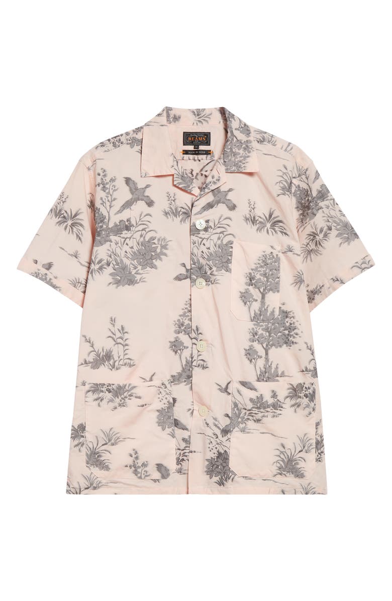 BEAMS Beach Print Camp Shirt, Alternate, color, 30 Pink