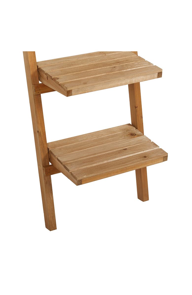 GINGER BIRCH STUDIO Brown Wood 3-Shelf & 2-Rung Wall Shelf, Alternate, color, 