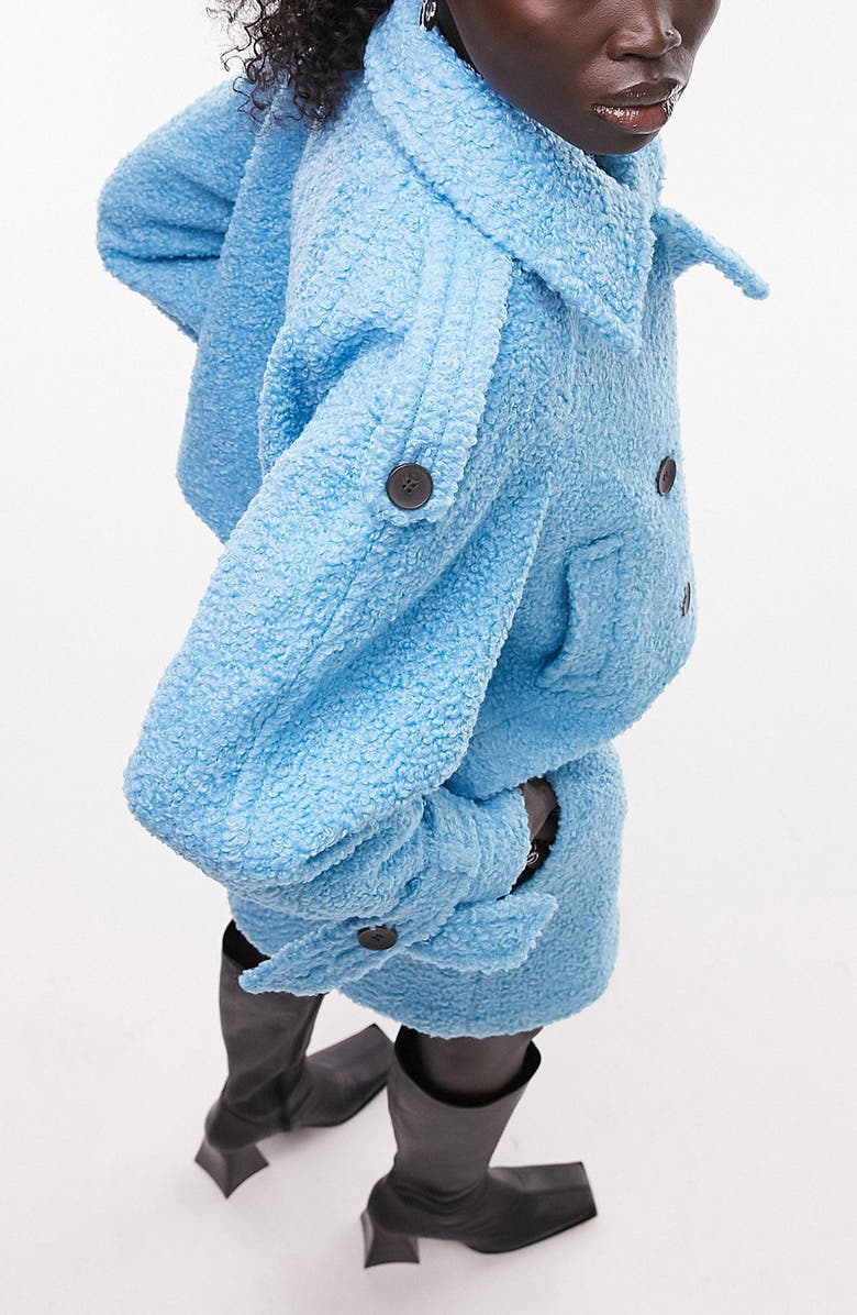 Topshop Crop Bouclé Trench Coat, Alternate, color,