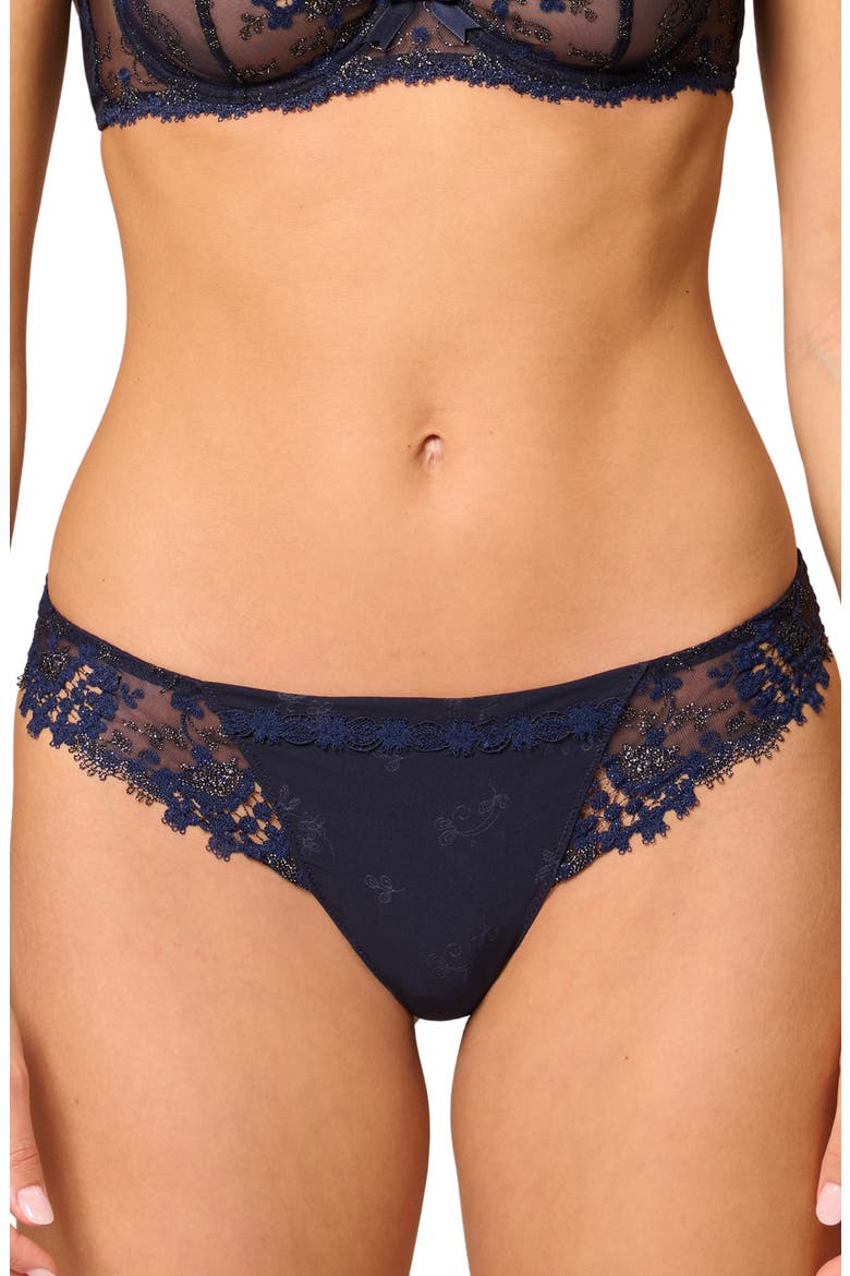 'Wish' Embroidered Tanga Thong, Main, color, SAPHIRE