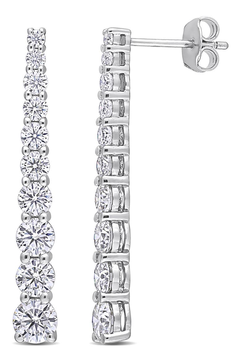 Sterling Silver Dew Created Moissanite Drop Earrings, Main, color, SILVER