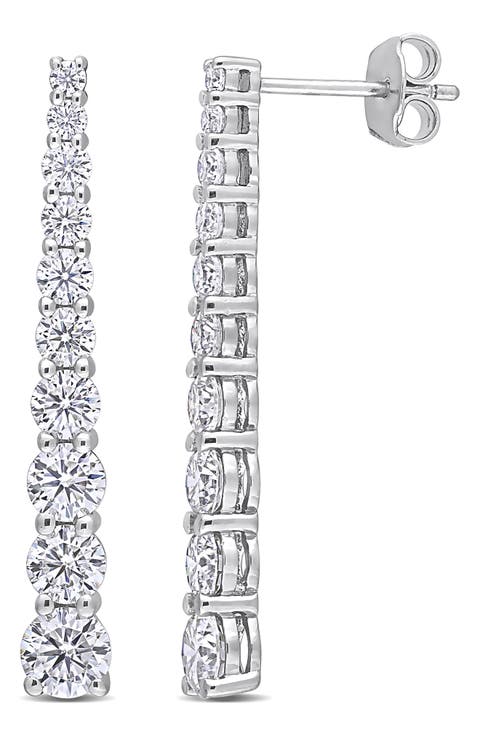 Sterling Silver Dew Created Moissanite Drop Earrings