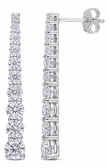 DELMAR Sterling Silver Dew Created Moissanite Drop Earrings