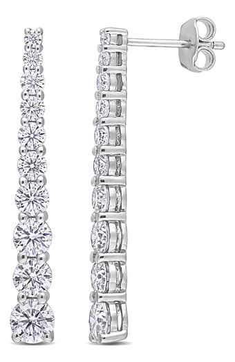 Sterling Silver Dew Created Moissanite Drop Earrings