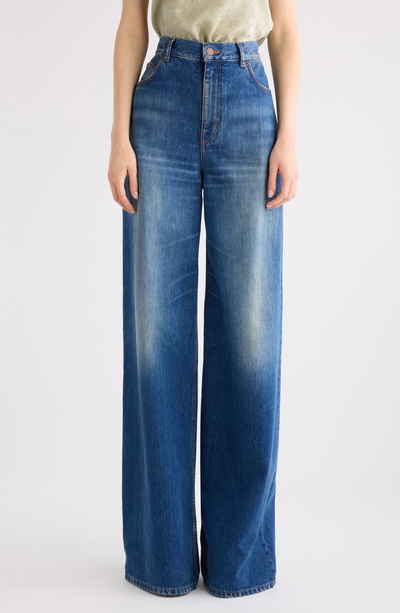 Chloé High Waist Wide Leg Jeans, Main, color, Night Blue