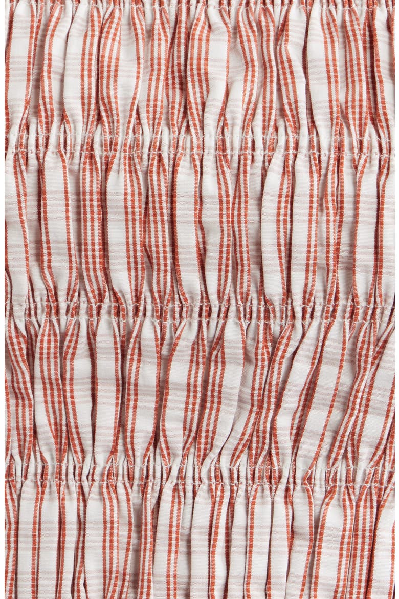 Cales Smocked Cotton Top, Alternate, color, PALOMA CHECK-CINNAMON WHITE