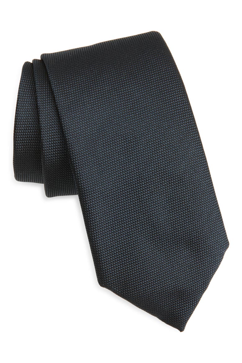 Solid Blue Silk Tie, Main, color, DARK BLUE