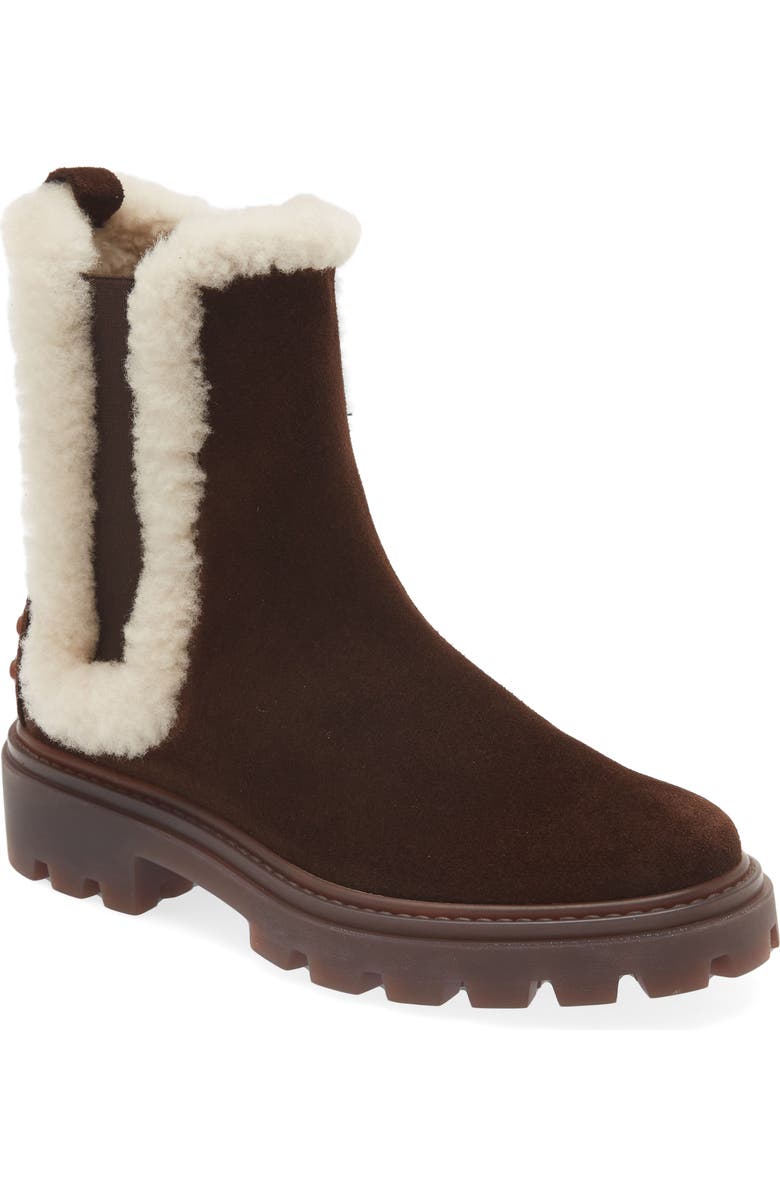 Tod's Gomma Genuine Shearling Lined Chelsea Boot, Main, color,