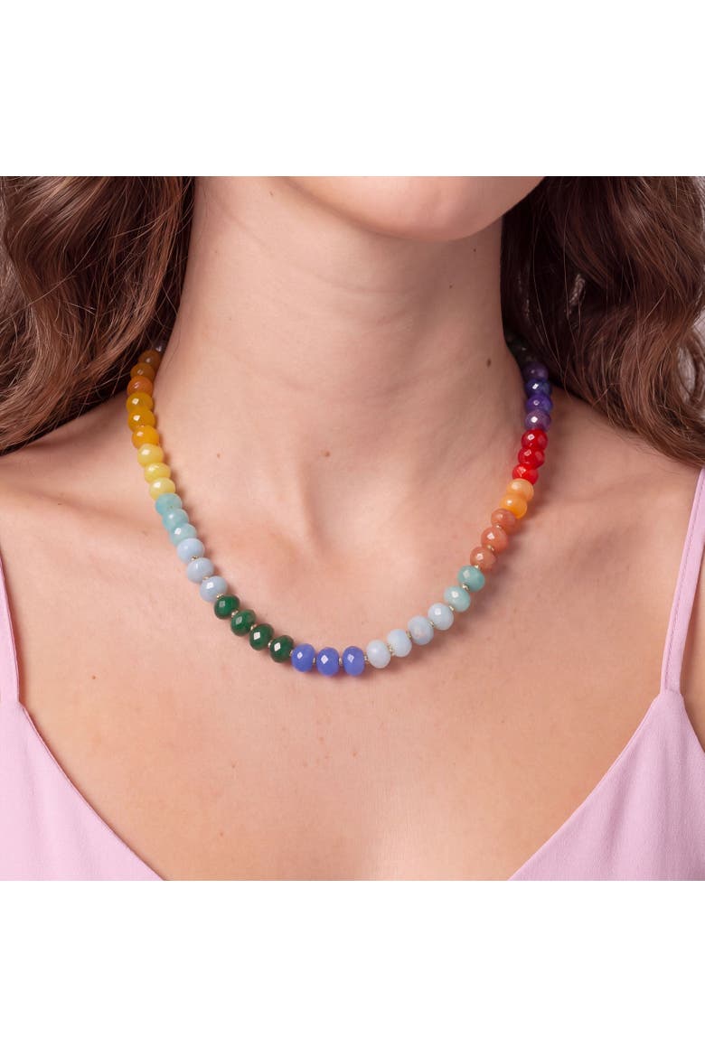 Rainbow Knot Bead Necklace, Alternate, color, Gold Plated Sterling Silver