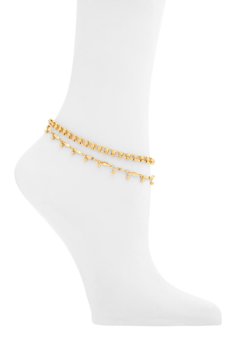 Core Chain 2-Pack Anklets, Main, color, GOLD