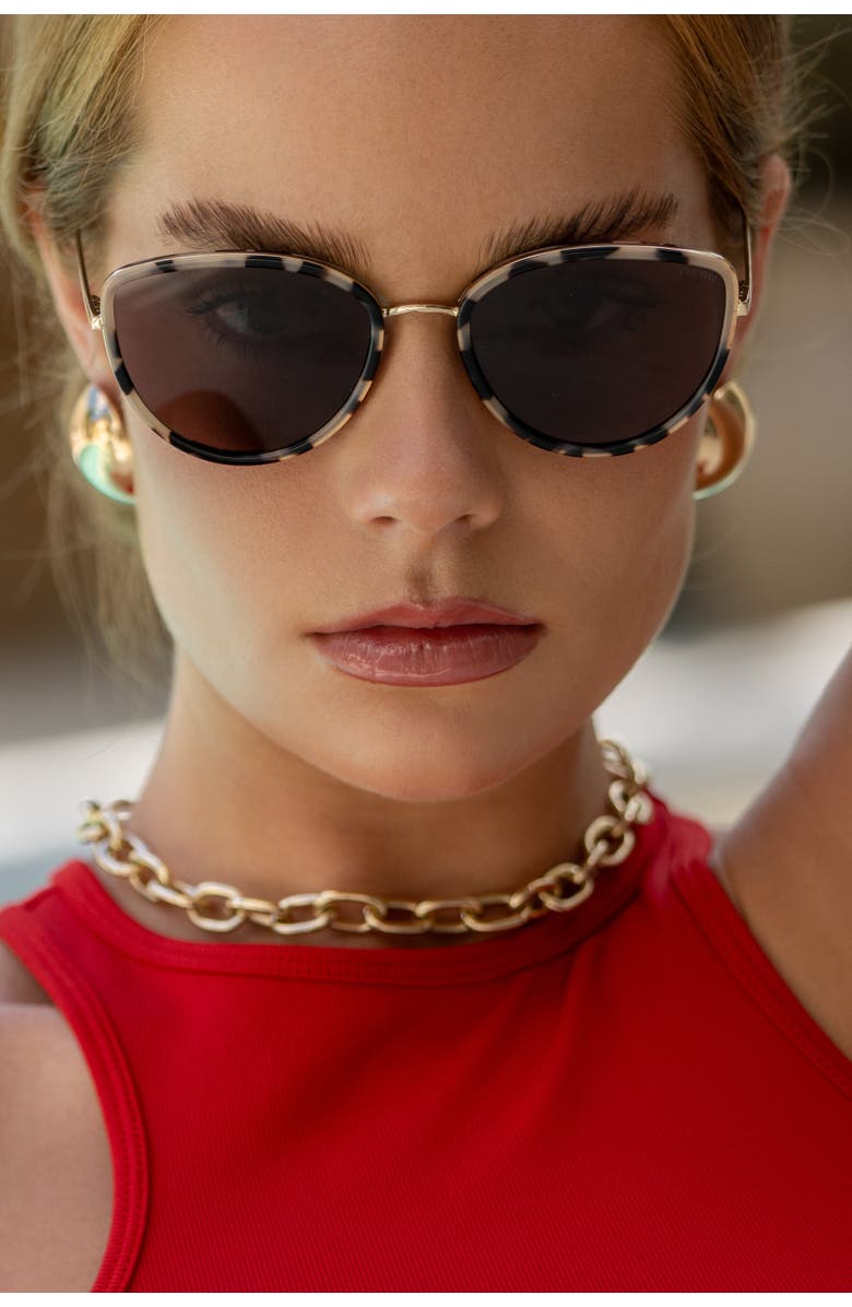 FREYRS Eyewear Luna Cat Eye Sunglasses, Alternate, color, Milky Tortoise