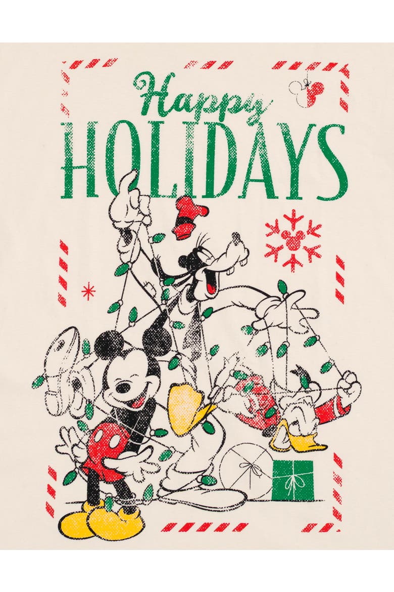 Mickey Mouse Holiday Short Sleeve T-Shirt, Alternate, color, Ivory Mickey Friends