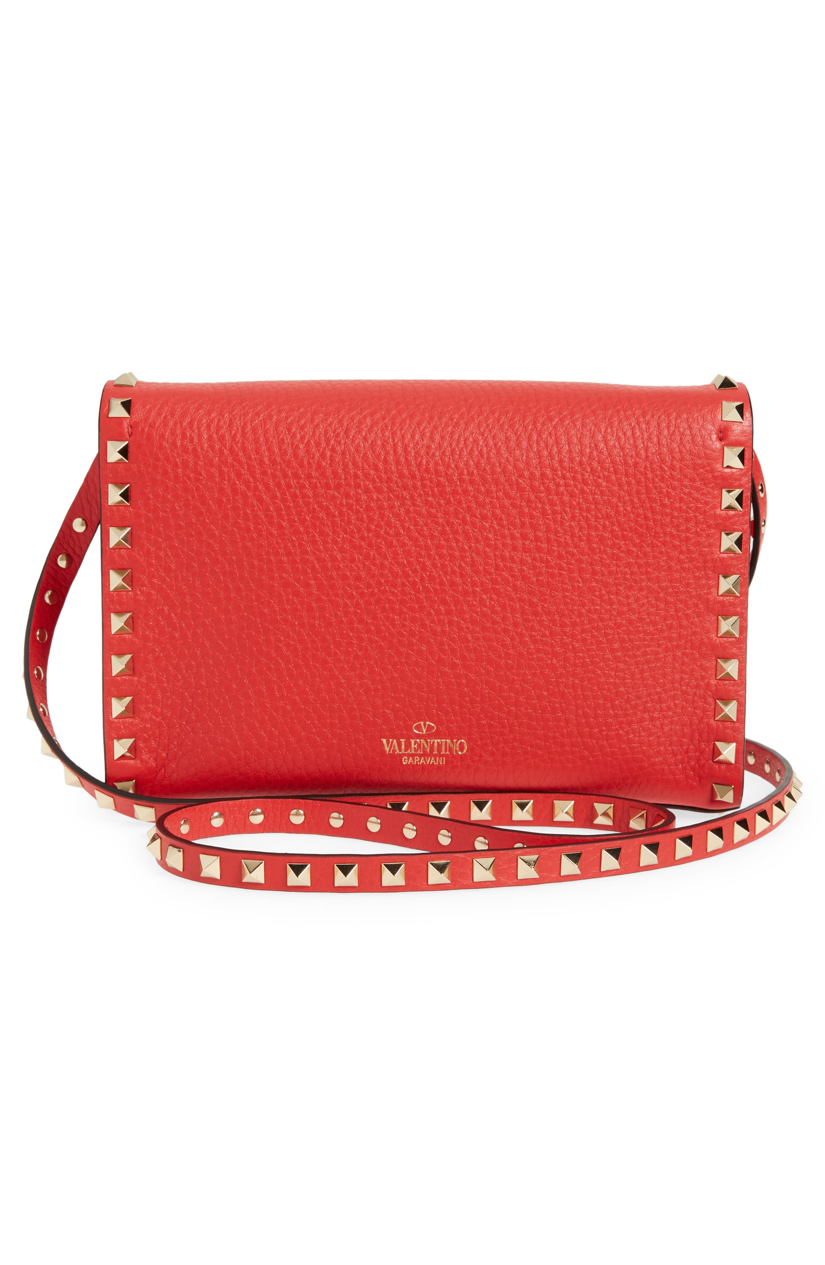 Valentino Garavani Small Rockstud Leather Shoulder Bag, Alternate, color, 