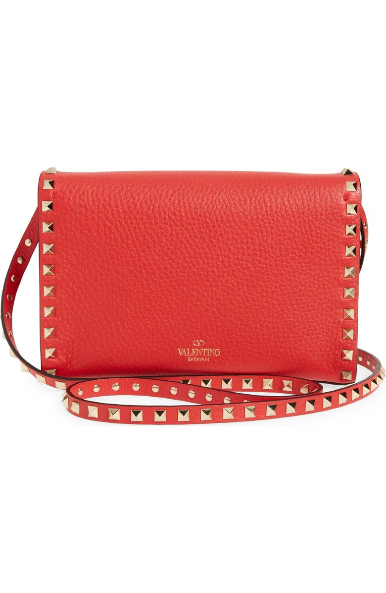 Valentino Garavani Small Rockstud Leather Shoulder Bag, Alternate, color,