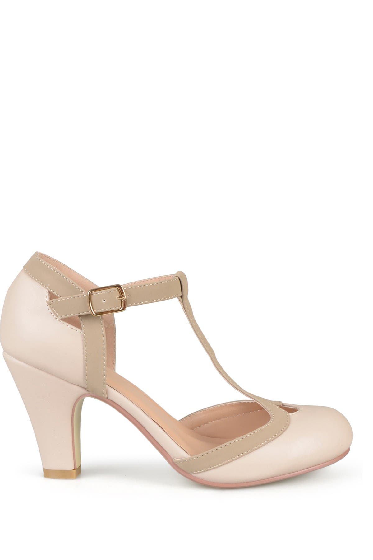 Journee Collection JOURNEE Olina T-Strap Pump, Alternate, color, Nude