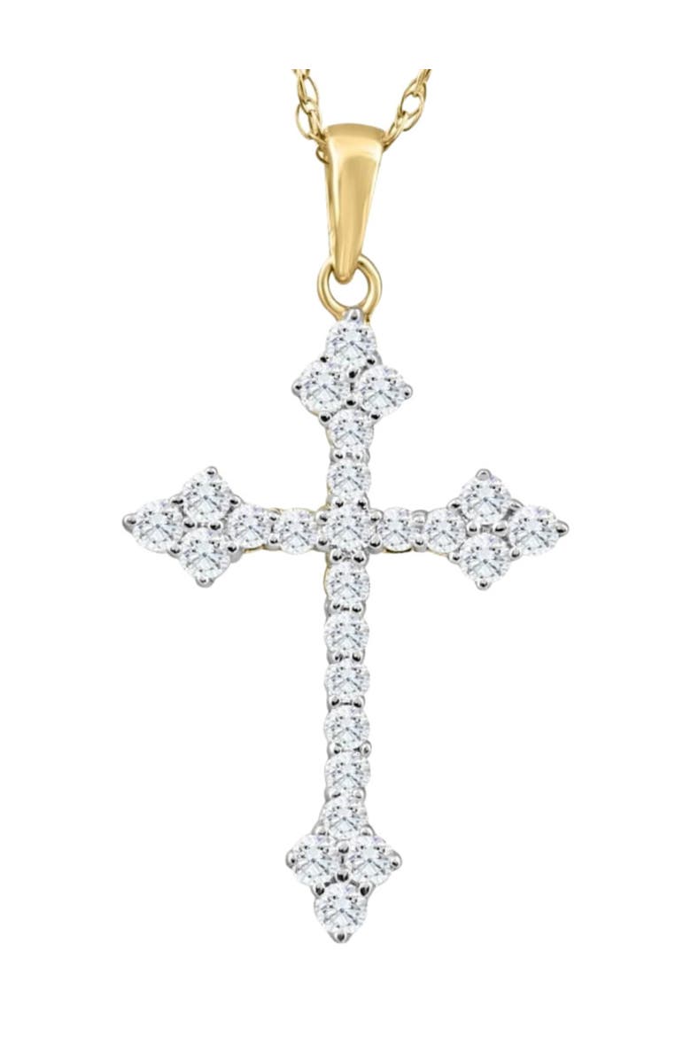 Bliss Diamond 1/3Ct Diamond Cross Pendant 10k Gold Lab Grown Women's Necklace 1" Tall, Main, color, 10K Yellow Gold