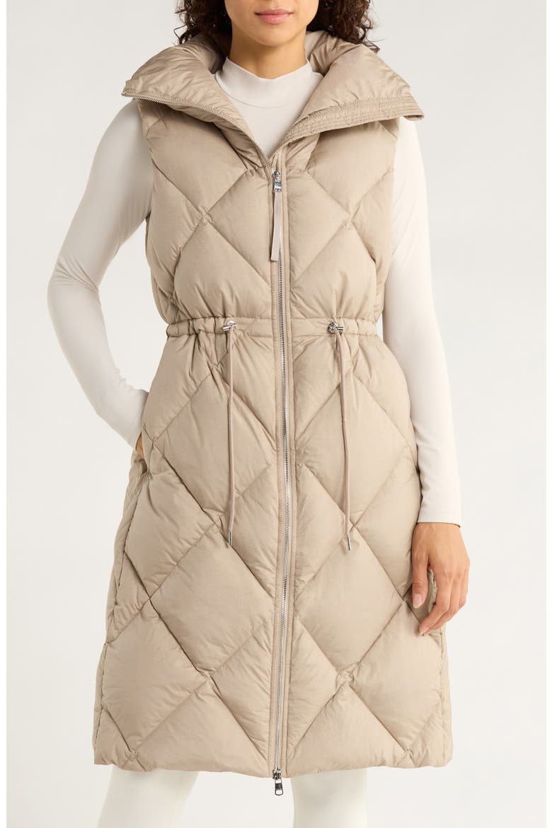 Navine Quilted Longline Down Vest, Alternate, color, PORTABELLA METALLIC