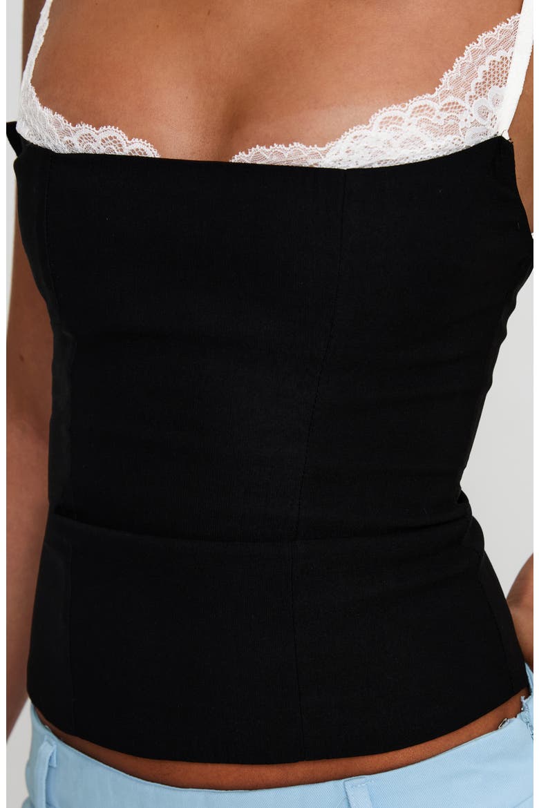 Renaissance Lace Layered Crop Corset Tank, Alternate, color, BLACK